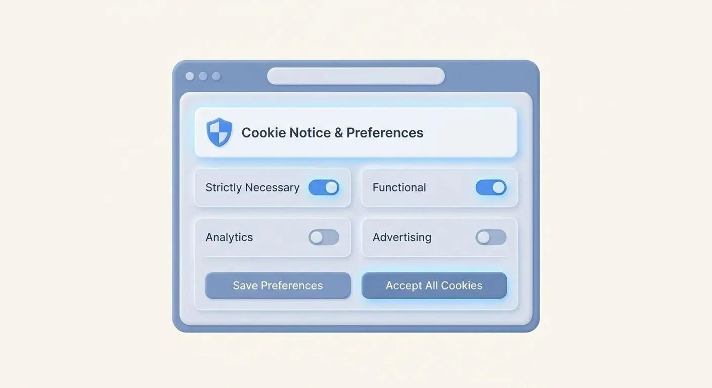 Visualisierung von Cookie-Einstellungen in einem Browserfenster