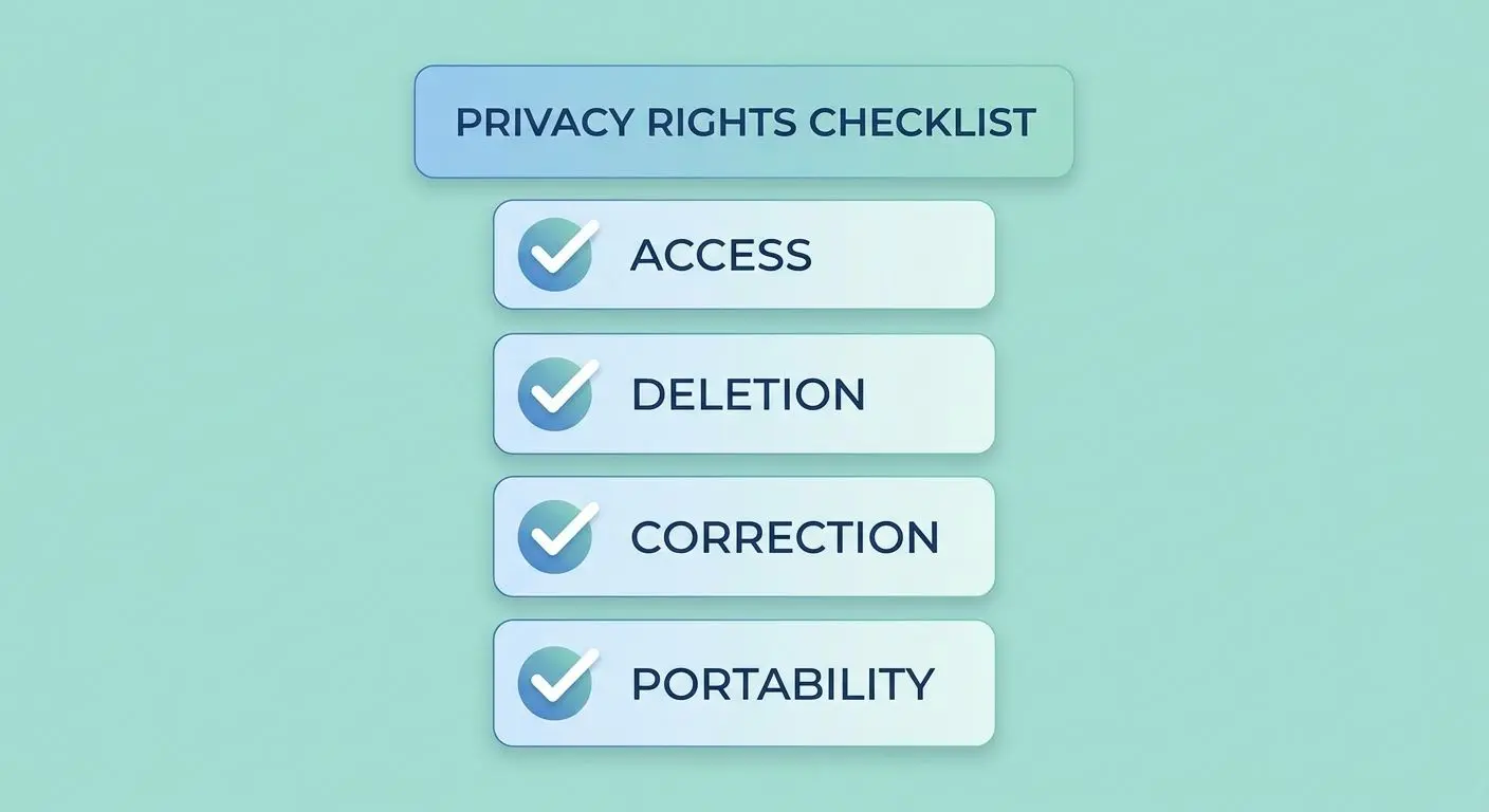 Checkliste zu Datenschutzrechten wie Auskunft und Löschung
