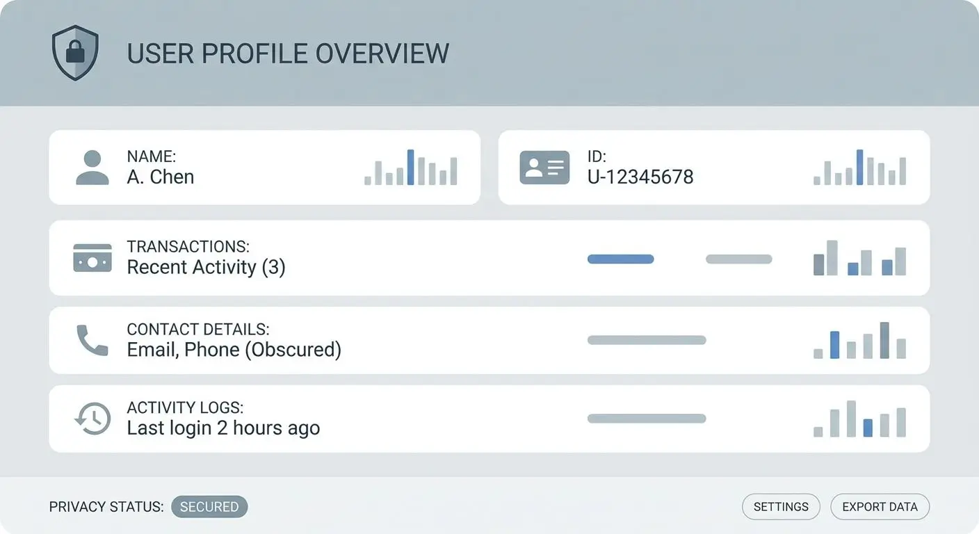 Strukturiertes Profil mit Datenkategorien und Transaktionen