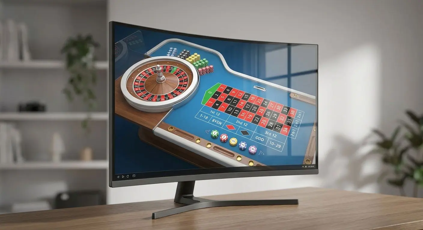 Online-Roulette-Oberfläche auf Desktop-Bildschirm