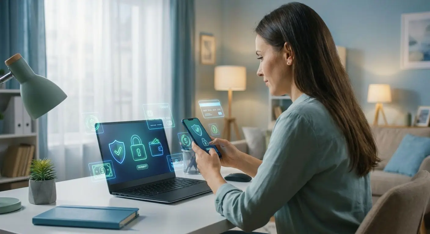 Geschützte Online-Zahlungen auf Laptop und Smartphone