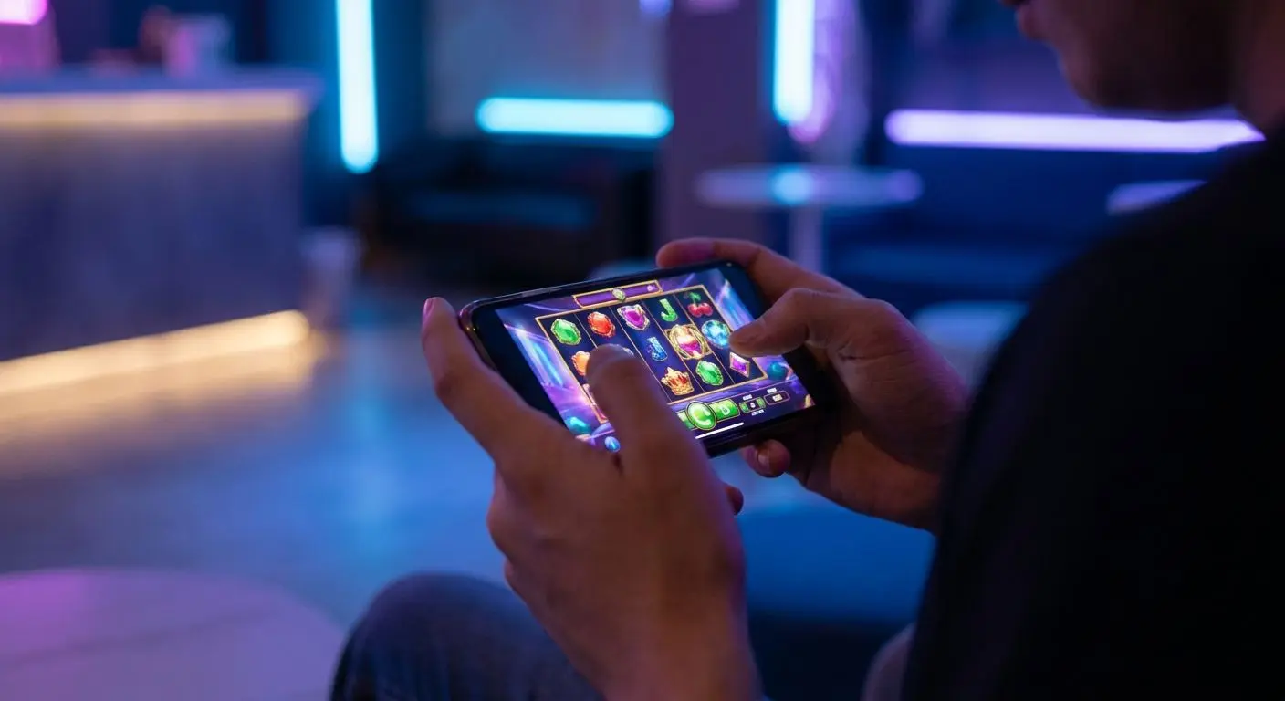 PlayOJO Slots mobil auf dem Smartphone Mobil optimierte Slots auf einem Smartphone in der Hand